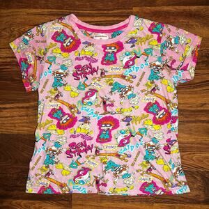 Love To Lounge 90s Nickelodeon Cartoon Network Kidcore Pajama Shirt Medium